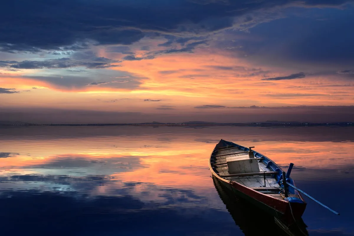 A traditional boat on tropical waters