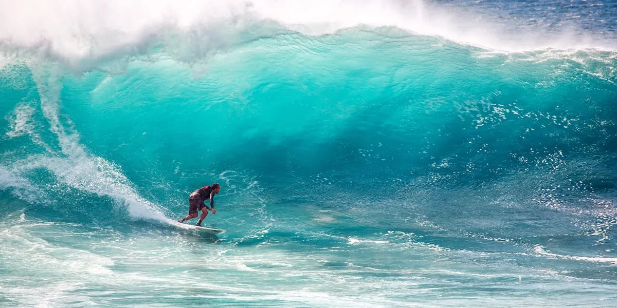 A surfer riding an ocean wave