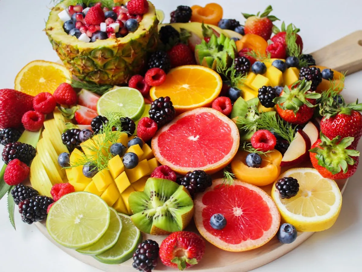 Tropical fruits arranged together