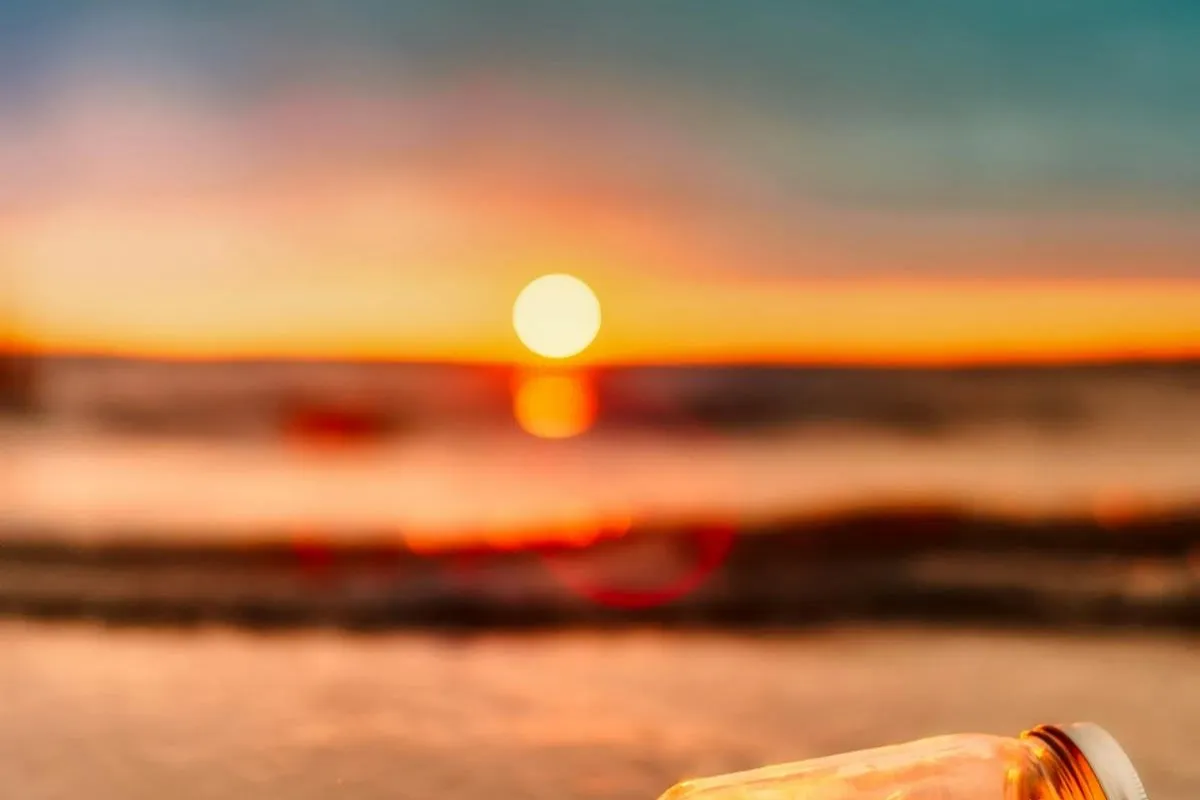 Sunny sky with clouds over the ocean
